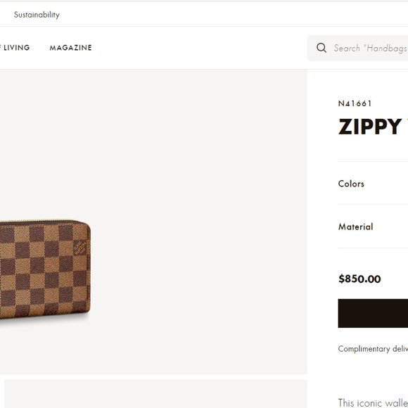 LV ZIPPY WALLET Damier Ebene Brown Genuine leather - Picture 5 of 5